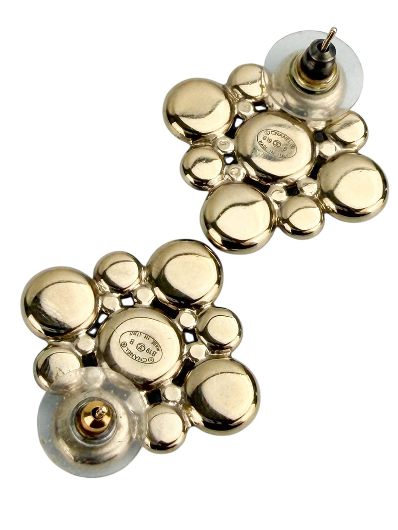 Chanel 2019 Imitation Pearl & Black Glass Earrings