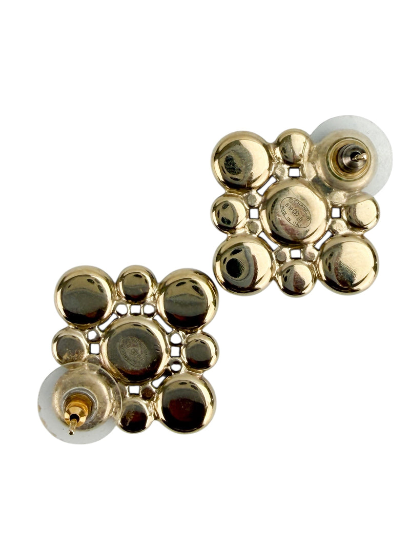 Chanel 2019 Imitation Pearl & Black Glass Earrings