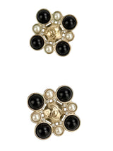Chanel 2019 Imitation Pearl & Black Glass Earrings