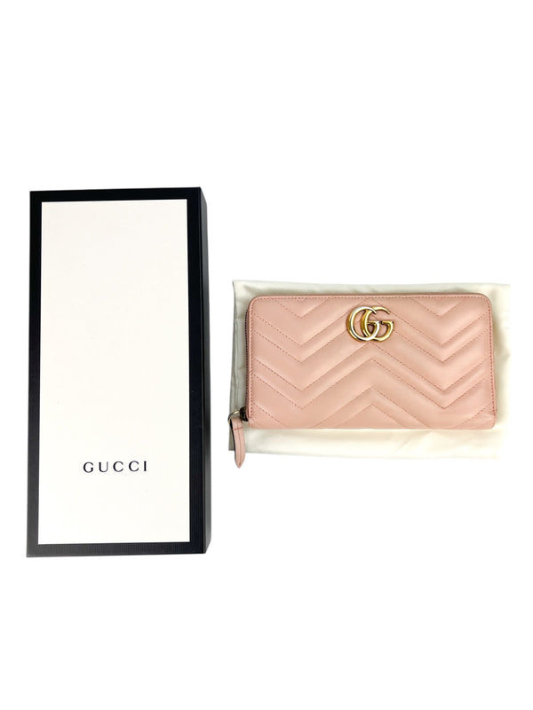 Gucci Pink Leather Marmont Zippy Organizer