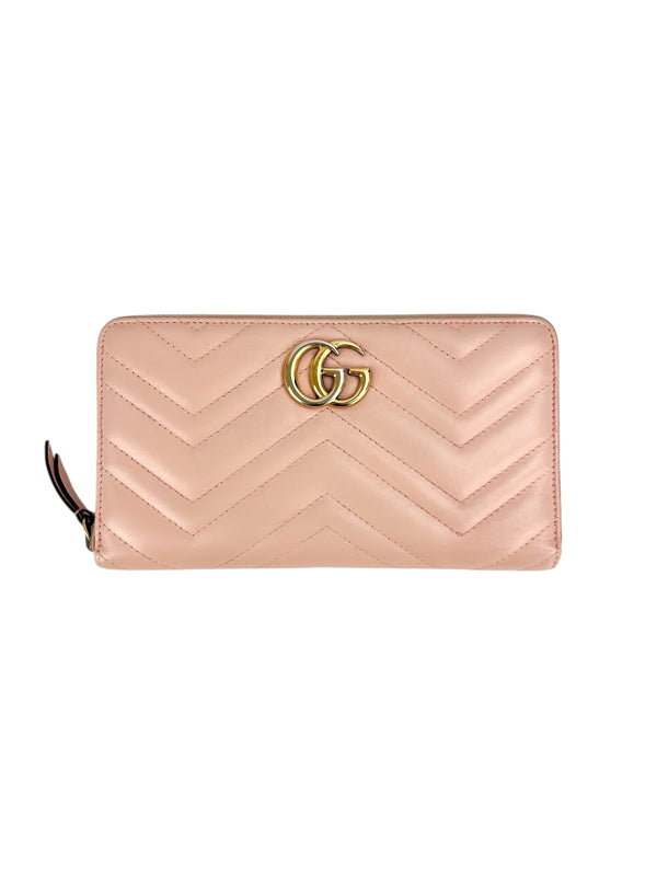 Gucci Pink Leather Marmont Zippy Organizer