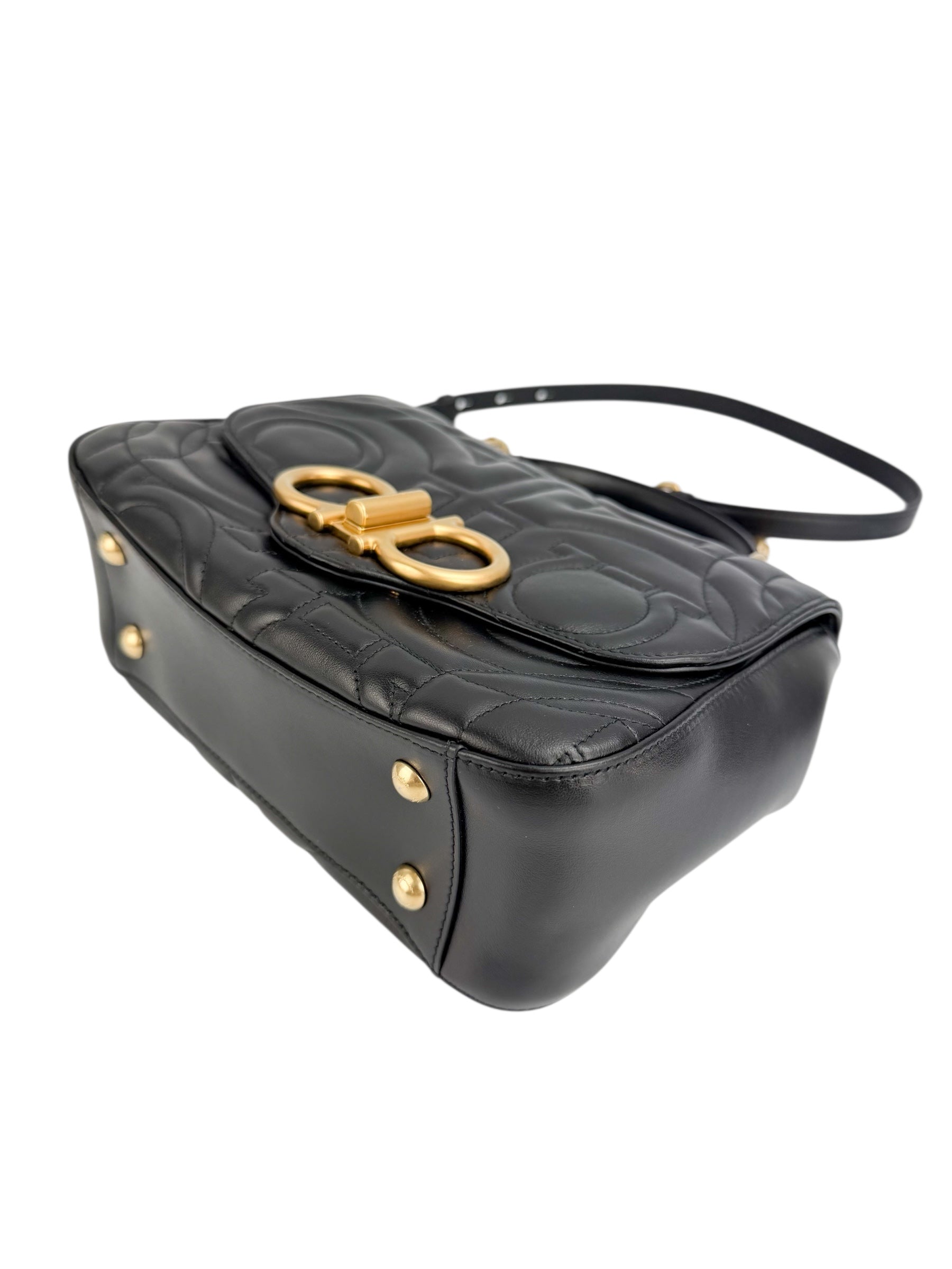 Salvatore Ferragamo Black Quilted Top Handle