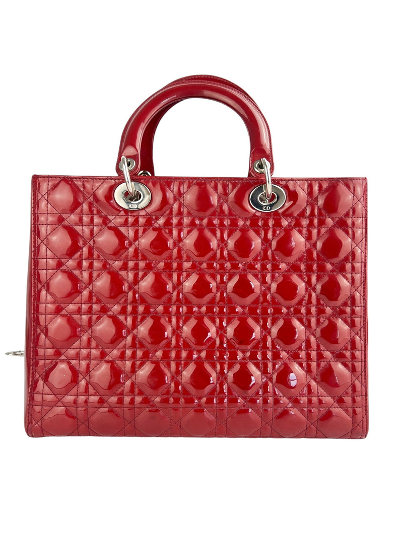 Christian Dior Red Patent Leather Large Lady Dior