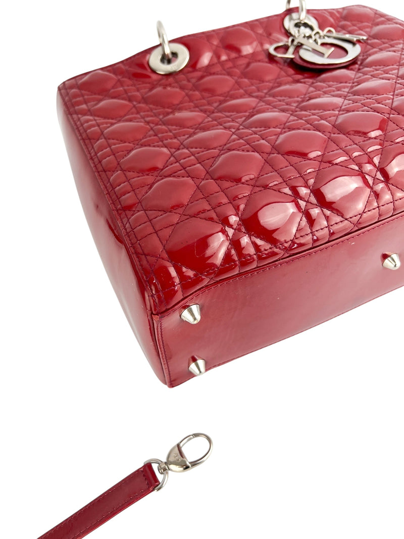 Christian Dior Red Patent Leather Large Lady Dior