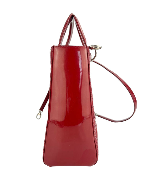 Christian Dior Red Patent Leather Large Lady Dior