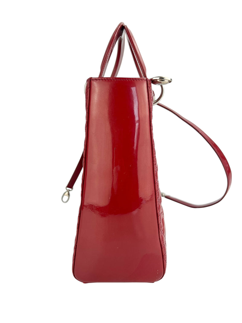 Christian Dior Red Patent Leather Large Lady Dior