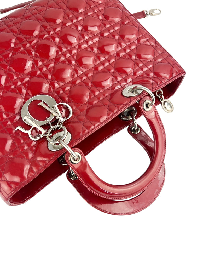 Christian Dior Red Patent Leather Large Lady Dior