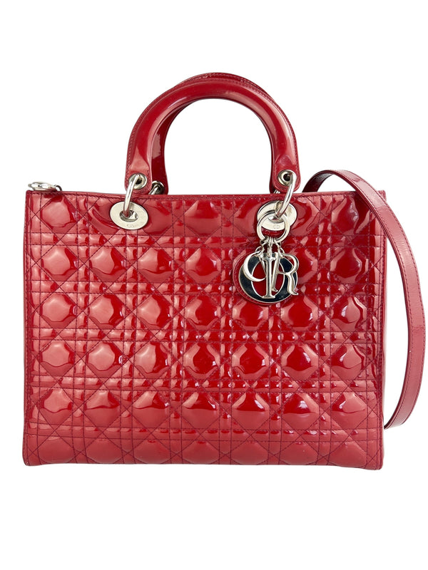 Christian Dior Red Patent Leather Large Lady Dior