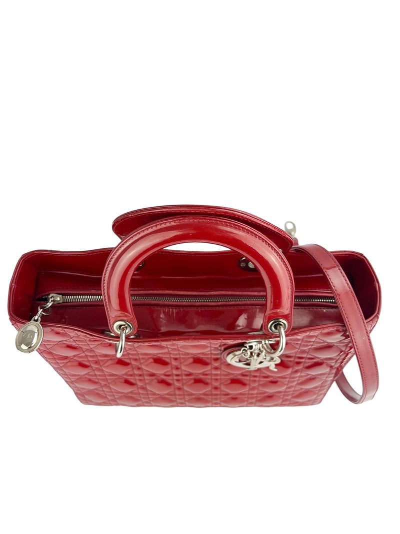 Christian Dior Red Patent Leather Large Lady Dior