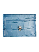 Alexander McQueen Blue Croc Embossed Card Holder
