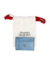 Alexander McQueen Blue Croc Embossed Card Holder