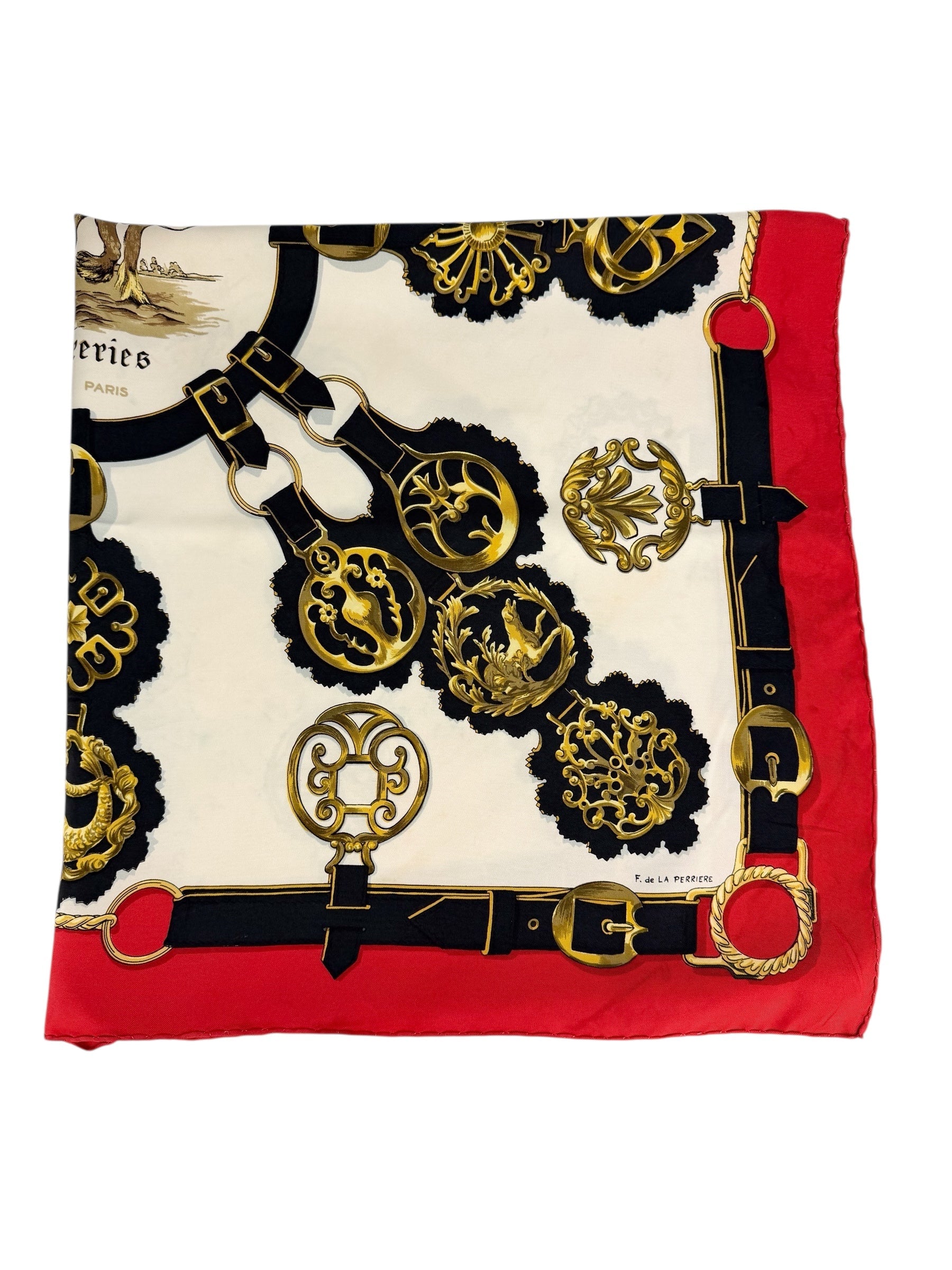 Hermes Cuivreries Motif Silk Scarf