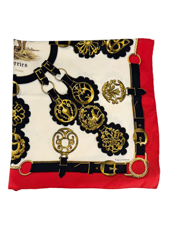 Hermes Cuivreries Motif Silk Scarf