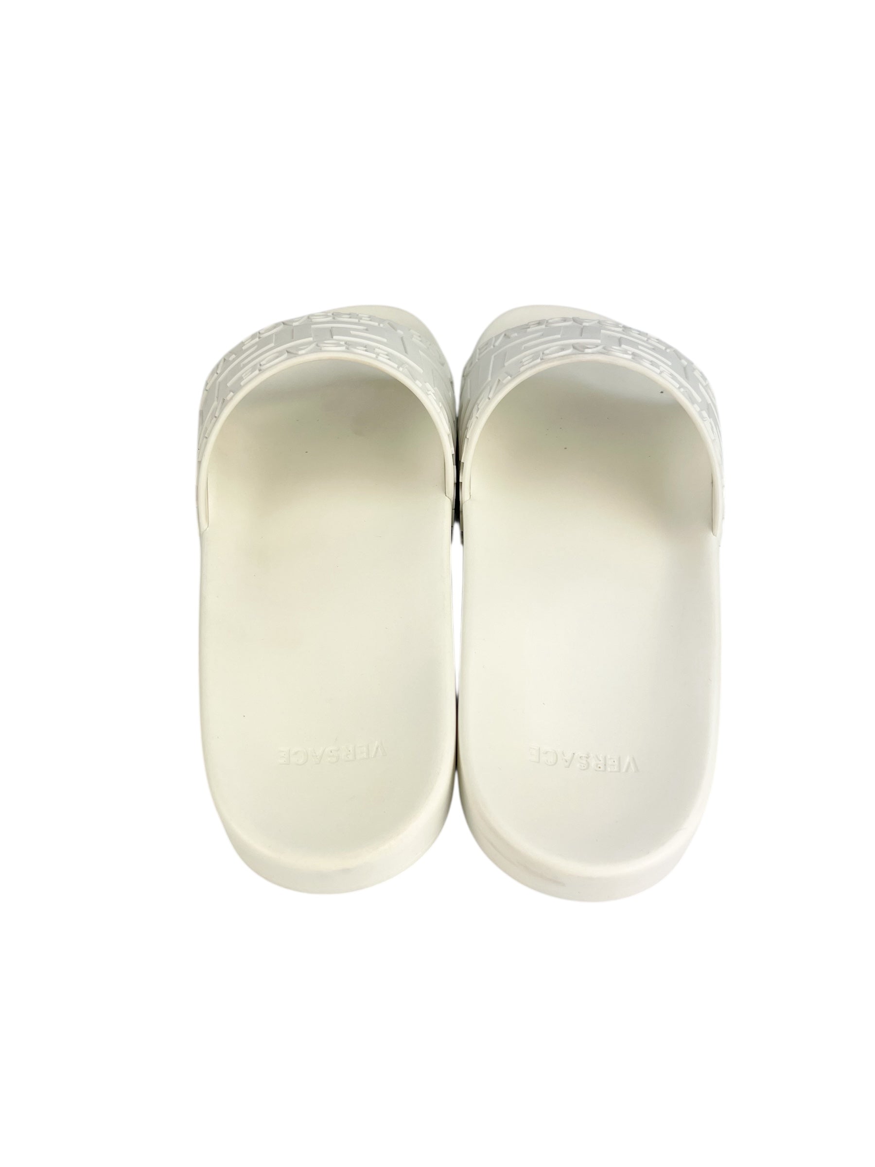 Versace White Pool Side Greek Sandals Size 39