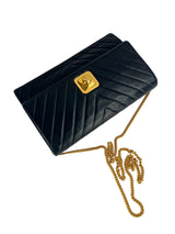 Chanel Vintage Navy Chevron Lambskin Flap