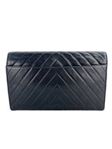 Chanel Vintage Navy Chevron Lambskin Flap