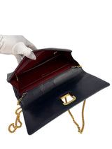 Chanel Vintage Navy Chevron Lambskin Flap