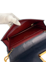 Chanel Vintage Navy Chevron Lambskin Flap