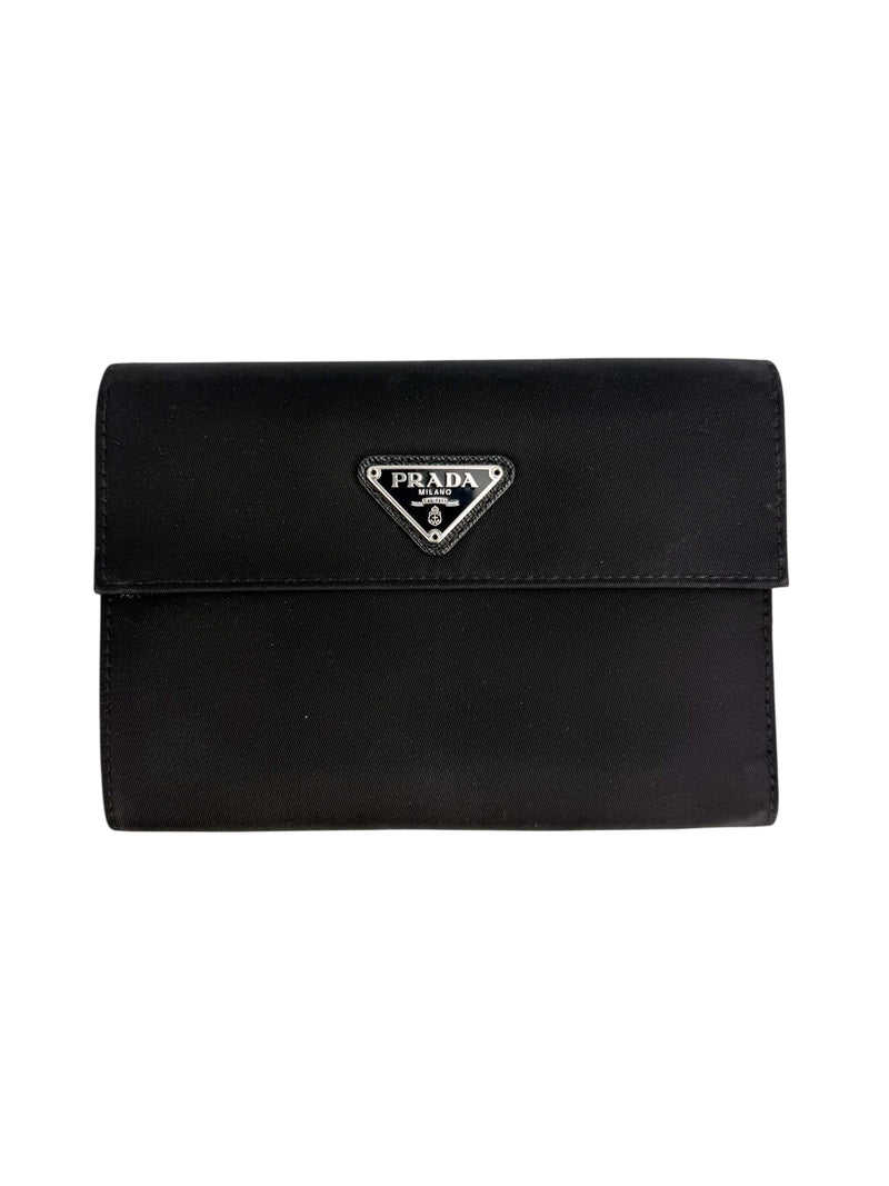 Prada Black Nylon Tri-fold Wallet