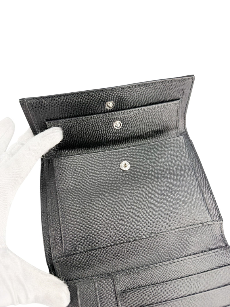 Prada Black Nylon Tri-fold Wallet