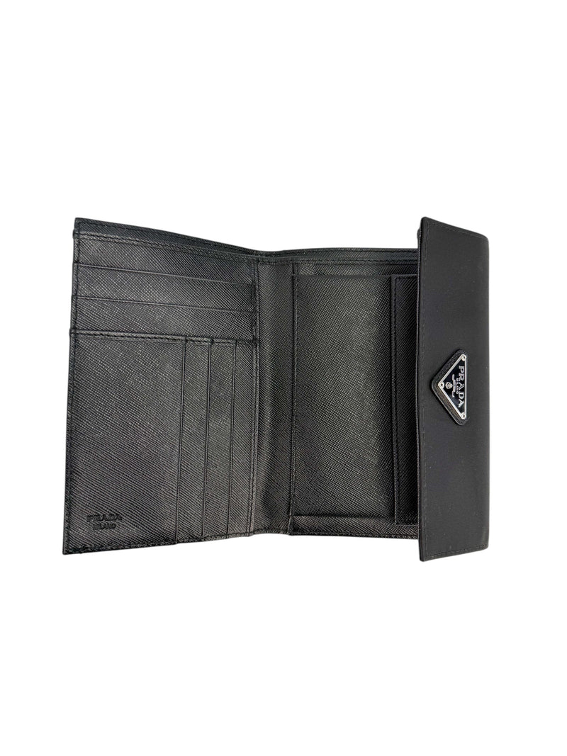 Prada Black Nylon Tri-fold Wallet