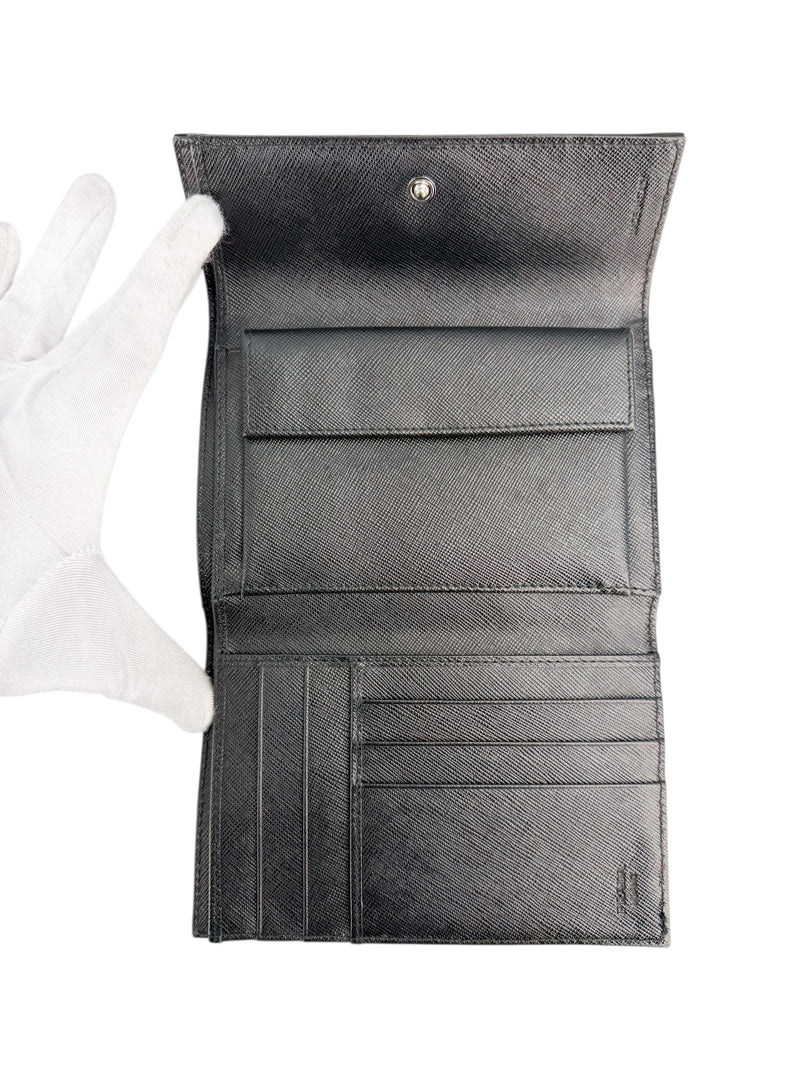 Prada Black Nylon Tri-fold Wallet