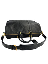 Chanel Vintage Black Leather Quilted Duffle Bag
