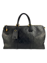 Chanel Vintage Black Leather Quilted Duffle Bag