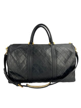 Chanel Vintage Black Leather Quilted Duffle Bag