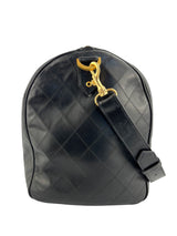 Chanel Vintage Black Leather Quilted Duffle Bag