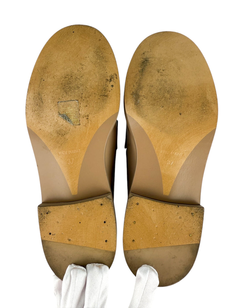 Chanel Beige Shiny Calfskin Loafers Size 37