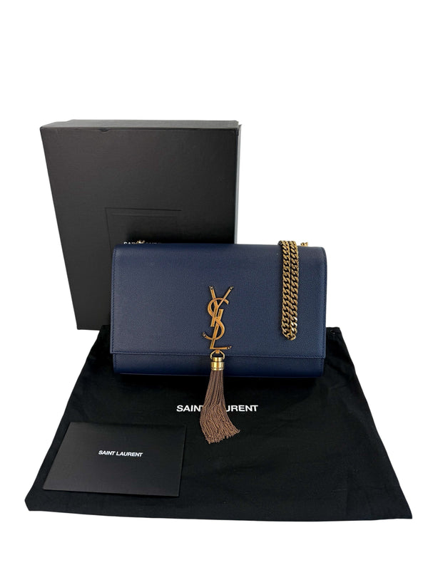 Saint Laurent Kate Medium Tassel Bag navy (Full Set)