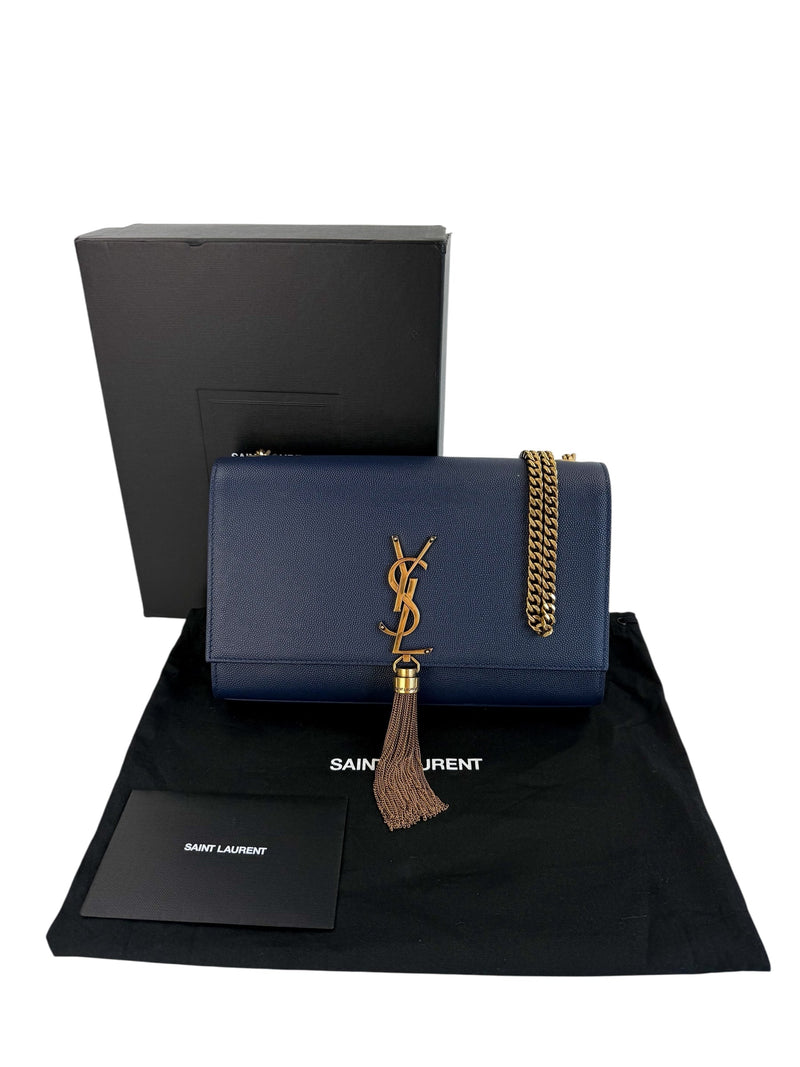 Saint Laurent Kate Medium Tassel Bag navy (Full Set)