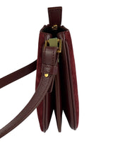Saint Laurent Suede Burgundy All-Over Monogram Handbag