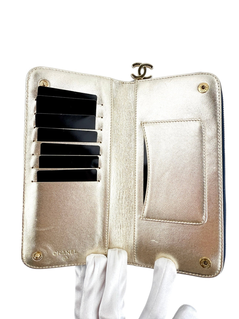 Chanel Denim Vintage Zip Around Wallet