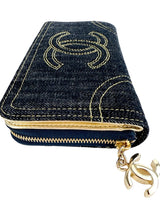 Chanel Denim Vintage Zip Around Wallet