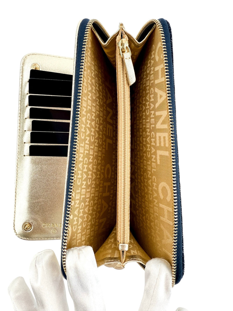 Chanel Denim Vintage Zip Around Wallet