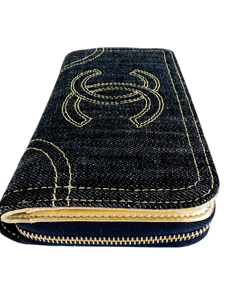 Chanel Denim Vintage Zip Around Wallet
