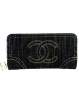 Chanel Denim Vintage Zip Around Wallet