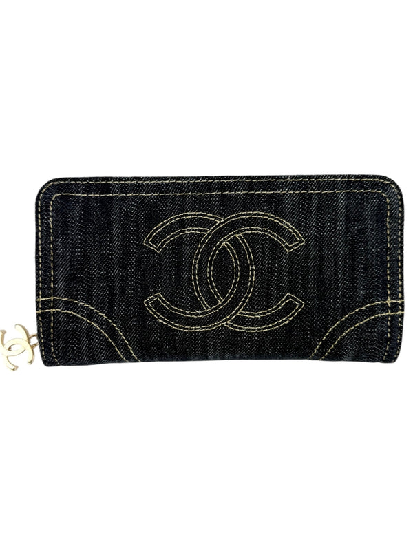 Chanel Denim Zip Around Wallet
