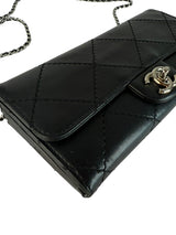 Chanel Ultimate Stitch Wallet on Chain Quilted Lambskin East West Black