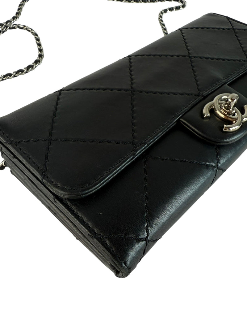 Chanel Ultimate Stitch Wallet on Chain Quilted Lambskin East West Black