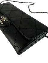 Chanel Ultimate Stitch Wallet on Chain Quilted Lambskin East West Black