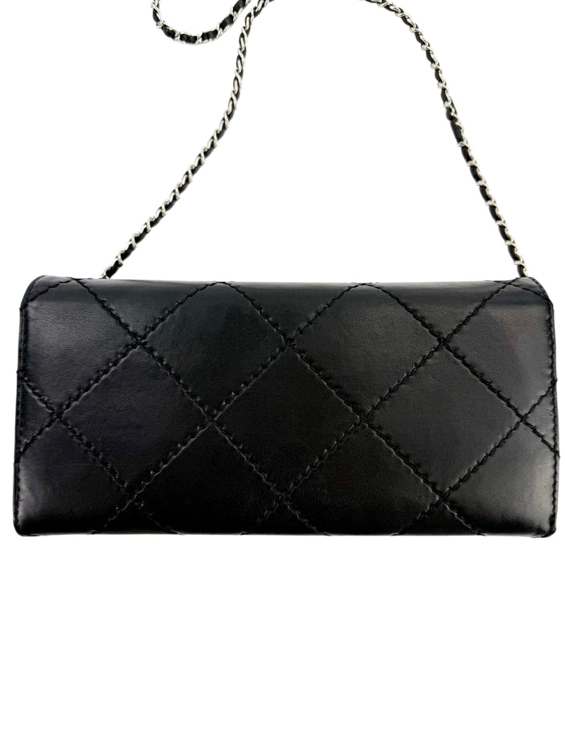 Chanel Ultimate Stitch Wallet on Chain Quilted Lambskin East West Black