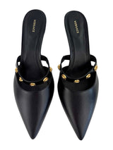Versace Medusa Black Leather Mule Sandals Size 37.5