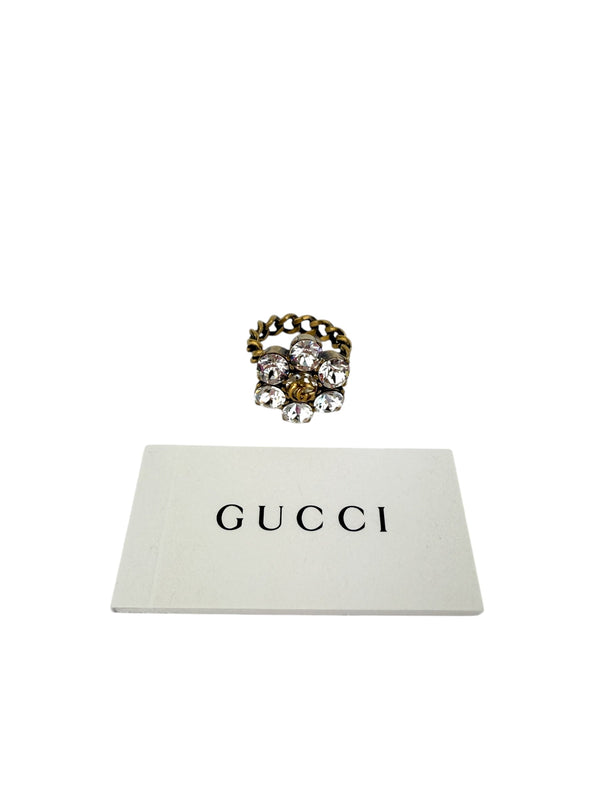 Gucci Crystal Double G Ring
