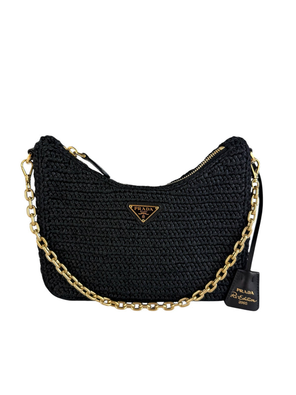 Prada Re-Edition 2005 Black Crochet Bag