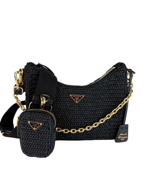 Prada Re-Edition 2005 Black Crochet Bag