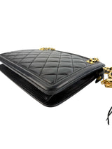 Chanel Black Vintage Lambskin Quilted Tassel Bag