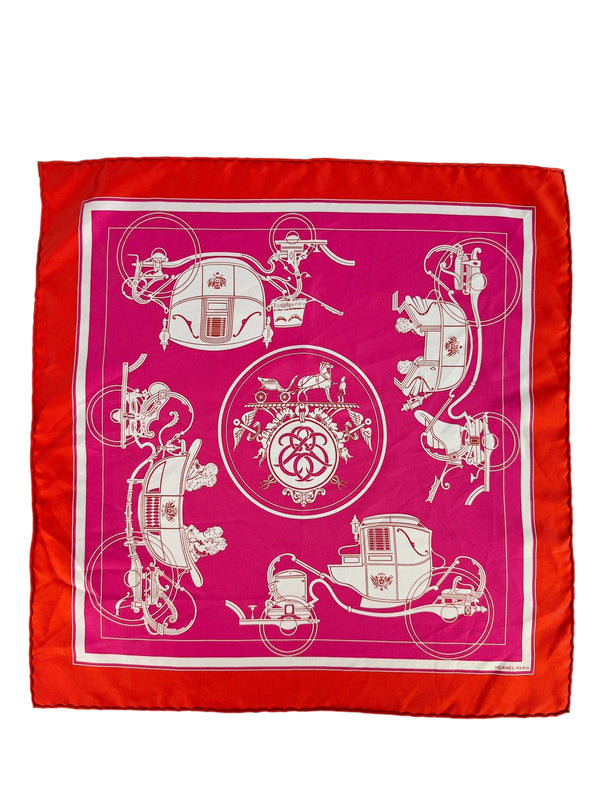 Hermes Pink and Orange Ex Libris Scarf